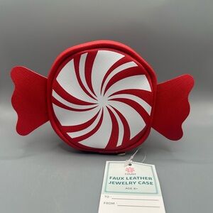 Target Bullseye Playground Christmas Peppermint Faux Leather Jewelry Case NEW